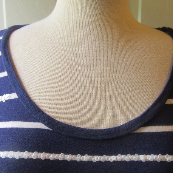NWOT Navy and White Stripe Long Sleeve TShirt with Sequins Size S Old Navy - Picture 7 of 10